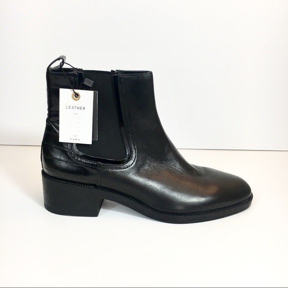 Zara leather and croc embossed bootie - Picture 6 of 6